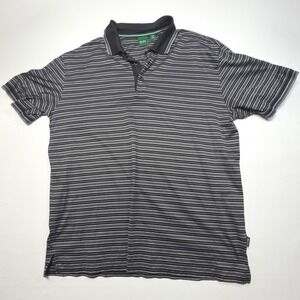 Hugo Boss Green Label Men's Polo Shirt‎ L Gray Black Stripe Italy Made